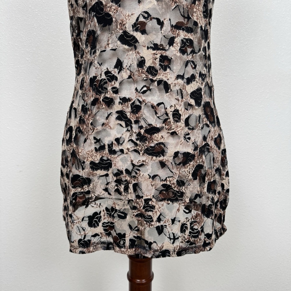 Vtg 90s Wet Seal Top Womens Medium Black Brown Floral‎ Fairy Grunge Sheer Moody - Picture 4 of 13